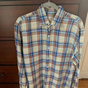 J. McLaughlin Plaid Linen Button-Down